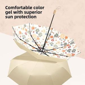 Parapluies pliables portables à motifs floraux, 3 plis, parasol solaire personnalisé avec logo - Product Image 1