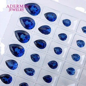 Cadermay Royal Sapphire Pear Cut Loose Stone Blue Synthetic Gemstone For Jewelry Making - Product Image 2