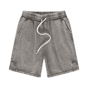 Oversized Fit <b>Men's</b> 350GSM <b>Shorts</b> Heavyweight 100% Cotton Breathable Fabric Acid Wash with Drawstring <b>Shorts</b> <b>for</b> Summer - Product Image 4
