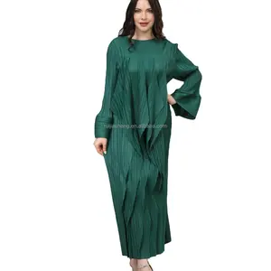 Pleated Boho Wholesale Long Dresses Women Maxi Casual Ladies Elegant Long Sleeve Party Beach Holiday Wear Dress Plus Size