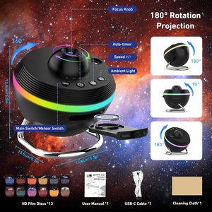 Projecteur Galaxie, Lampe de Nuit <span class=keywords><strong>Étoilé</strong></span>e, <span class=keywords><strong>Planétarium</strong></span> Domestique 180 °   Lampe rotative <span class=keywords><strong>ciel</strong></span> <span class=keywords><strong>étoilé</strong></span>, décoration de chambre à coucher, cadeau pour enfants et adultes - Product Image 5