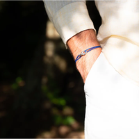 Bracelet en corde tressée avec breloque cercle entrelacé en acier inoxydable, couleur personnalisable, réglable, minimaliste, pour homme