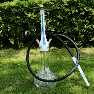 Cachimba Decorativa de Lujo, Juego de Pipa de Agua para Shisha, Base de Vidrio Grabado, Vástago de Metal, Multicolor, Estilo Regalo para el Hogar o Salón - Product Image 2