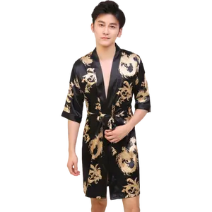 Abbigliamento estivo <span class=keywords><strong>da</strong></span> <span class=keywords><strong>uomo</strong></span> in raso e raso pigiama abbigliamento <span class=keywords><strong>da</strong></span> notte drago di lusso abito <span class=keywords><strong>da</strong></span> sera a manica lunga abito <span class=keywords><strong>da</strong></span> sera Kimono <span class=keywords><strong>da</strong></span> <span class=keywords><strong>uomo</strong></span> accappatoio - Product Image 1