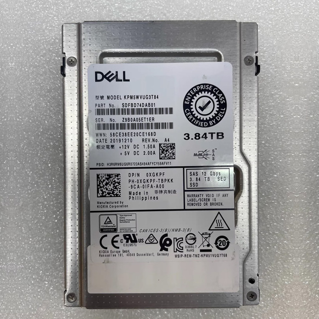 Dells 0XGKPF 3.84TB SAS 12G KPM5WVUG3T84 2.5 Inch SAS 12Gbps Enterprise Server Storage SSD for Dells Intel Xeon/Amd Epyc Server
