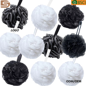 Large 40g 50g 60g Men's Black Soft Bath <strong>Shower</strong> <strong>Sponge</strong> Bath Customized logo Label Mesh Exfoliating Scrubber Bath <strong>Sponge</strong> - Product Image 1
