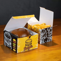 Cajas Personalizadas Desechables y Biodegradables de Grado Alimenticio para Hamburguesas con Papas Fritas