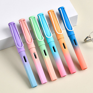 Bộ bút máy nhung màu sắc chuyển sắc sang trọng, đầu thép không gỉ 0.38mm, ngòi vàng, mực xanh đen, thân nhựa, dành cho học sinh - Product Image 1