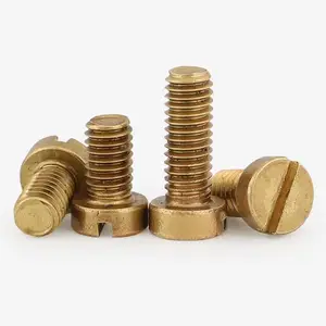 Top Quality GB65 M1.6 M2 M2.5 M3 M4 M5 M6 Brass Cylindrical Head Slotted Machine Thread Screw Brass Slotted Cheese Head Screws