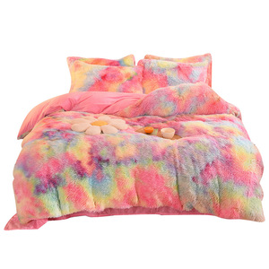 Vente en gros de 4 pièces de housses de <span class=keywords><strong>couette</strong></span> moelleuses de luxe, drap de lit en peluche à poils longs, ensemble de literie en velours cristal pour l'hiver 10, qualité 40 - Product Image 6