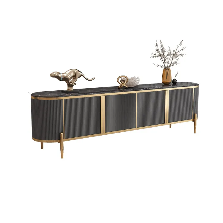 TV armário moderno luxo sala de mobiliário mesa consola de mármore mesa Tea table Aparador Aço inoxidável TV Stand