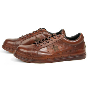 <b>Leather</b> <b>Sneakers</b> Men Retro Washed Distressed Brown Low Heel Lace Up Casual Walking Shoes - Product Image 4