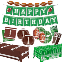 Articles de fête sur le thème du rugby, fête d'anniversaire sur le thème du football américain, ensemble de vaisselle jetable, nappes, décorations