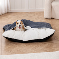 Sac de couchage pour chien Corgi, chaud et douillet, en polaire gaufrée jaune, amovible, lavable, auto-chauffant, semi-fermé