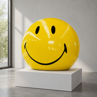 Sculpture de boule en fibre de verre avec visage souriant, statue en résine sur mesure grandeur nature, décoration de jardin, parc, paysage extérieur pour usage commercial