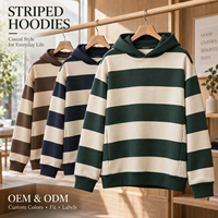 Sweatshirts et sweats à capuche rayés surdimensionnés pour hommes à prix réduit, pull à manches longues et épaules tombantes, style décontracté streetwear