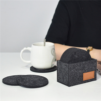 Set de dessous de plat en feutre de laine lavable avec logo personnalisé, pochette à couverts et sous-verres pour table à manger, résistant à la chaleur