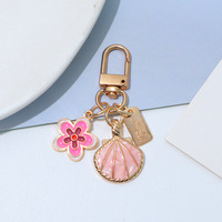 Mode coquillage métal porte-clés émail dégradé fleur étiquette suspendue porte-clés Souvenir porte-clés sacs suspendus pendentif femmes cadeaux