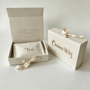 กล่องของขวัญแม่เหล็กปิดผนึก ผลิตด้วยมือ ย่อยสลายได้ ขายตรงจากโรงงาน กล่องกระดาษใส่ชาสุดหรู พร้อมริบบิ้น - Product Image 1