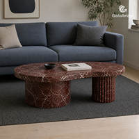 Table basse en pierre naturelle sur mesure avec tambours décalés pour projets hôteliers et villas
