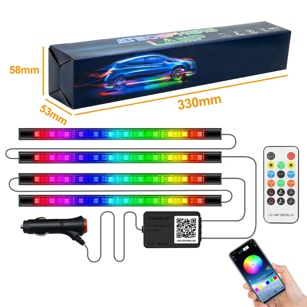 Adaptateur cigarette 12V RGB 5050 APP ampoule LED pour voiture intérieur lumières ambiantes accessoires étanche bande LED éclairage