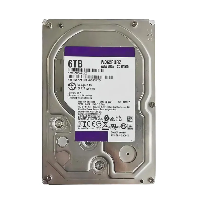 Yatak sektörleri yok 0 zaman wd mor hdd 6tb sata 3.5 "sabit disk sürücü hdd