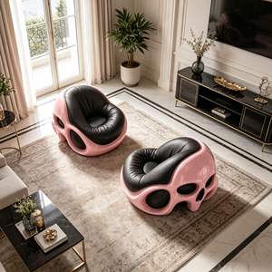 <span class=keywords><strong>Fauteuil</strong></span> de salon en fibre de verre <span class=keywords><strong>rose</strong></span> gothique avec coussin en cuir, <span class=keywords><strong>fauteuil</strong></span> sculptural design pour salon, hôtel, club, galerie d'art - Product Image 1