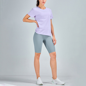 Logo personnalisé de haute qualité de luxe lâche col rond entraînement Sport T-shirts maille doux femmes <span class=keywords><strong>Yoga</strong></span> Gym Fitness à manches courtes t-shirt - Product Image 5