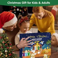 Calendrier de l'Avent de Noël DIY : Boîte Cadeau en Plastique avec Briques de Construction de la Nativité de Jésus, Jouets, Calendrier de Compte à Rebours de 24 Jours, Décoration de Noël pour la Maison