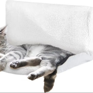 Cama para Gatos con Ventana, Hamaca con Cubierta Extraíble, Cama Plegable para Gatos con Calefacción, Lavable, Percha de Piel Sintética - Product Image 1