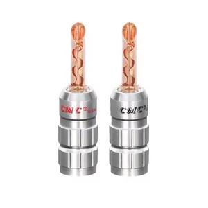 HIFI Haut-Parleur Fiche Banane Connecteur Rouge Cuivre Banane <span class=keywords><strong>Jack</strong></span> Mâle <span class=keywords><strong>Prise</strong></span> Vis <span class=keywords><strong>Fil</strong></span> <span class=keywords><strong>Adaptateur</strong></span> Pour Audio Vidéo Câble Connecteur - Product Image 2