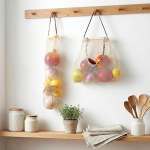 Lot de 4 sacs de rangement en filet suspendus, sacs réutilisables respirants pour fruits et légumes, sacs en filet portables pour fruits, légumes, oignons - Product Image 6