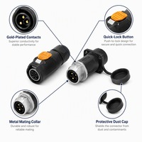 Connecteur Circulaire Étanche IP67 Quick Lock MJ20 Mâle-Femelle à Montage sur Panneau pour Capteur Industriel et Stockage d'Énergie