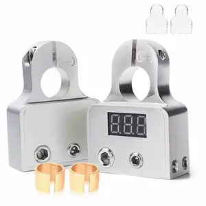 Car Zinc Alloy Audio Battery Terminal Connector with LED Display Voltmeter