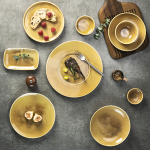 Service de vaisselle en porcelaine japonaise rustique à pois YAYU, glaçure brune vintage, assiette de présentation en céramique faite à la main pour restaurant - Product Image 6