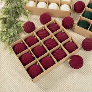 Boules de Noël suspendues de 8 cm, électro-plaquées, floquées, incassables, réutilisables, luxueuses, multicolores, décorations pour arbre de Noël - Product Image 3