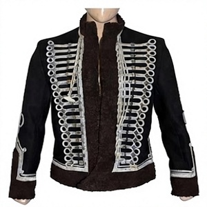 Veste Hussar Noire pour Homme, Style Uniforme en Laine, Col Montant Brodé, Imperméable, Idéale pour Costumes et Spectacles - Product Image 1
