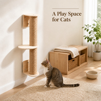 Griffoir mural en bois pour chat, recouvert de sisal, plateforme d'activités murale, accessoire mural pour arbre à chat, gain de place