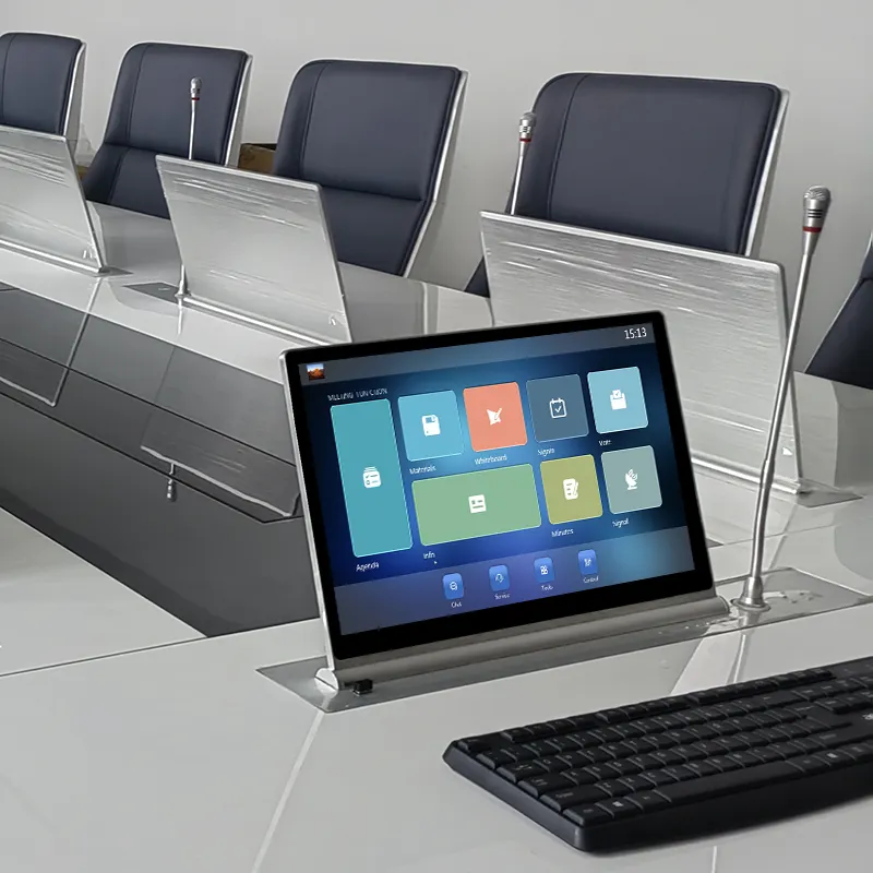 Solución AV multifuncional de oficina inteligente para el elevador de monitor de sistema de conferencia sin papel para mesa de sala de conferencias