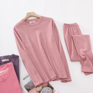 Sous-vêtements thermiques chauffants antistatiques en pur coton pour femmes, pour l'automne et l'hiver, sous-vêtements fins, ensemble haut et bas de pyjama - Product Image 1