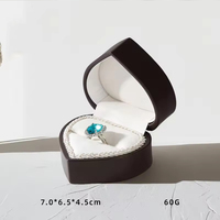 Caja de Anillo de Compromiso de Cuero de Lujo de Alta Gama, Caja de Almacenamiento con Forma de Corazón, Caja de Joyería de Cuero PU