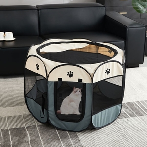 Corralito Plegable Octagonal para Mascotas, Material Oxford, Jaula para Perros y Gatos con Cierre de Cremallera, Bandeja de Plástico Portátil, Transportín para Mascotas - Product Image 4