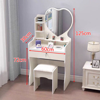 Petite coiffeuse modulaire en contreplaqué de pin avec miroir lumineux amovible pour appartement, chambre à coucher, style moderne et minimaliste