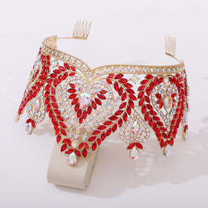 Pique Coeur Conception Reine Princesse Bijoux De Cheveux Métal Or Argent Plaqué Femmes Filles Grand Grand Grand Pageant Diadème Couronne De Mariage - Product Image 3