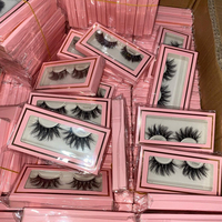 Faux cils en vison véritable de 25 mm, vente en gros, cils naturels 3D vaporeux faits à la main, bande en coton noir, ODM OEM