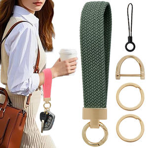 Llavero Muñequera Llavero elástico para llaves de coche con <span class=keywords><strong>2</strong></span> llaveros y anillo en D Cordón de muñeca lindo para mujeres y hombres - Product Image 2