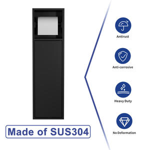 Porte-<span class=keywords><strong>papier</strong></span> hygiénique mural encastré brossé avec armoire de rangement pour <span class=keywords><strong>brosse</strong></span> de <span class=keywords><strong>toilette</strong></span> en acier inoxydable 304 salle de bain - Product Image 3