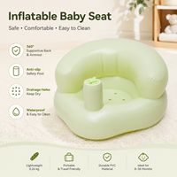 Siège de sol gonflable imperméable pour bébé avec pompe intégrée, chaise 2-en-1 pour l'alimentation et le bain, canapé vert pour nourrissons de 3 à 36 mois