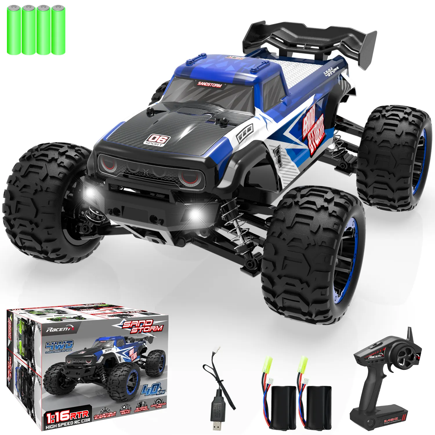 Nhanh RC xe chải RTR đồ chơi ngoài trời 45 km/h tốc độ cao xe tải 2.4G điện màu đỏ AA quy mô nhựa mô hình Kit Xe RC trôi xe 1:16