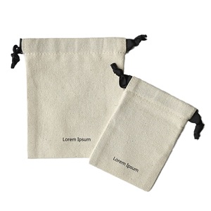 Pochette en mousseline de coton personnalisée avec cordon de serrage pour boucles d'oreilles, bijoux, emballage anti-poussière, avec ruban personnalisé et logo - Product Image 6